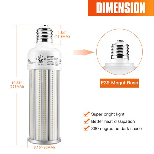 UL 54W LED Corn Light Bulb 6543LM 5000K Replace 175W MH/HPS Home Garden Lamp DLC - Bild 2 von 7