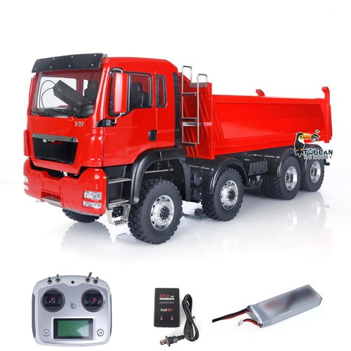 LESU 8*8 RC Dumper Truck Hydraulic Lifting Metal Tipper Car Model Lights Sounds - Picture 2 of 12