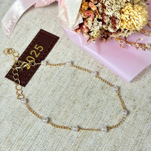 Gold Pearl Bracelet – Dainty Freshwater Jewelry – Minimalist Wedding Gift - Picture 2 of 9