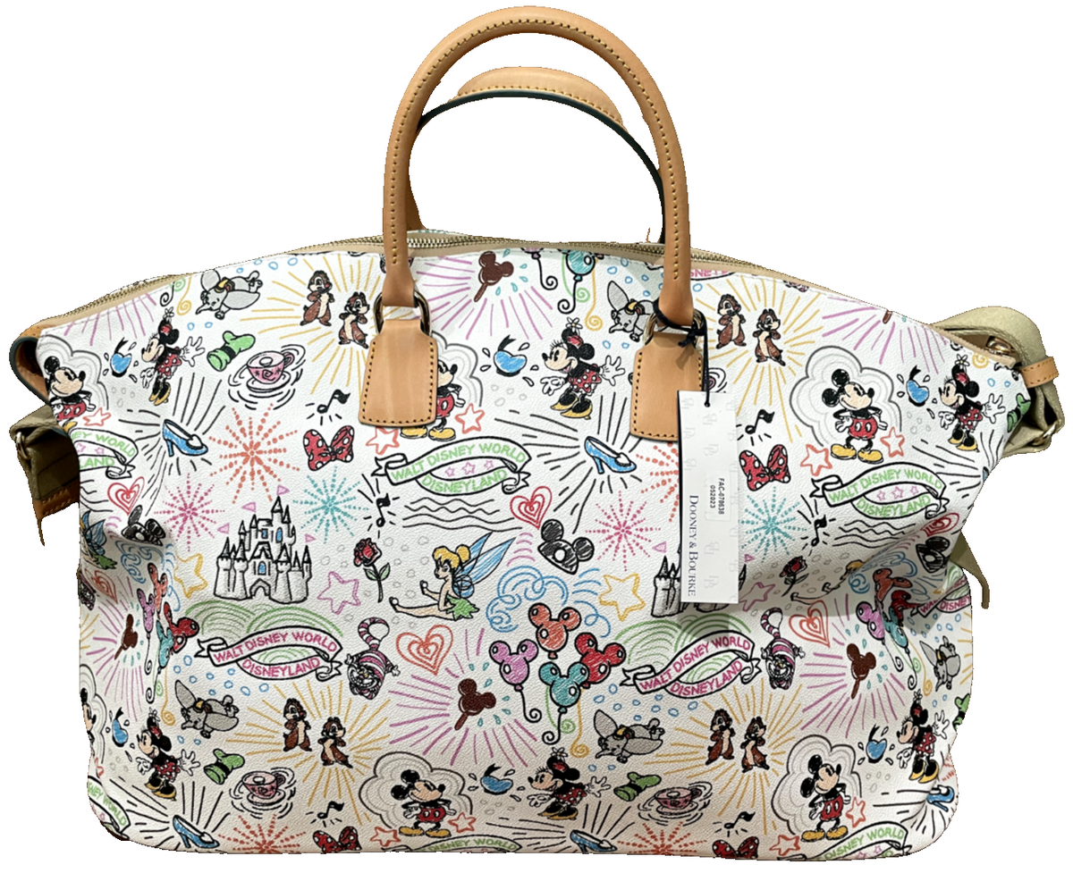 New Disney Parks Dooney Bourke Sketch White Weekender Tote