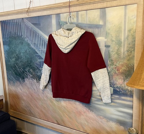 Doublju Damen Burgunderrot & Weiß/Grau Langarm Hoodie Gr. M (CWOHOL101) - Bild 10 von 12