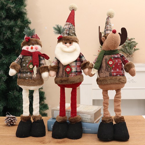 Christmas Snowman Elk Doll Decorative Supplies Retractable Legs Doll Ornament - Picture 2 of 19