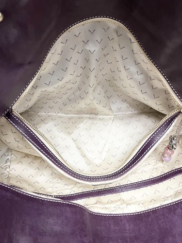 Vintage VIVIA MADE IN ITALY WITH LOVE Purple Suede Leather Shoulder Handbag - Picture 15 of 22