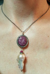 Lavender Flameball Pearl Pendant