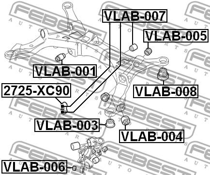 SET OF 2 BUSHING, CONTROL ARM FEBEST VLAB-006 FOR VOLVO / 2 PCS - Picture 3 of 4