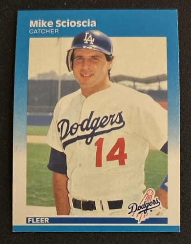 1987 Fleer Mike Scioscia Baseball Card #454 Dodgers Catcher VG O/C