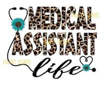 Sublimation Print Leopard Medical Assistant Ready To Press Heat Transfer