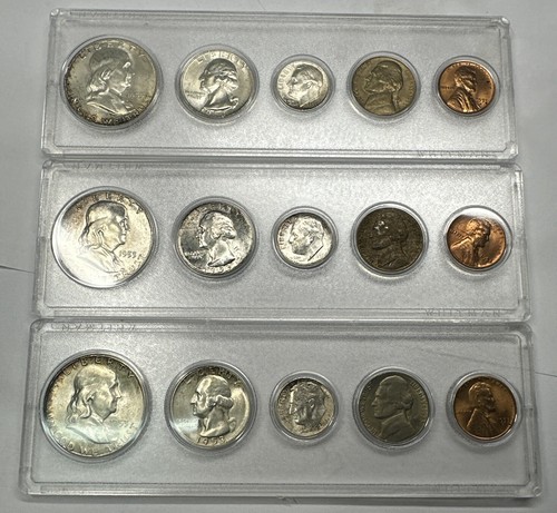 1953 P-D-S COMPLETE 15 COIN MINT U.S. SILVER SET LUSTROUS BRILLIANT UNCIRCULATED - Picture 1 of 6
