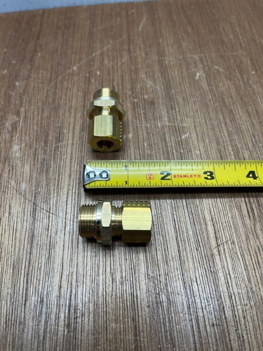 (Qty.2) Parker Brass Straight Connector M18-1.5 X 10 MM OD Tube Compression - Picture 6 of 8