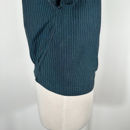Walter Baker Womens Blue Green Pinstriped Flounce Sleeve Top Stretch Waist Sz M - Picture 9 of 13