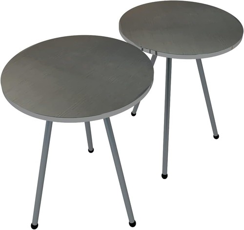 Set of 2 END Tables Marble Look Wood Round Sofa Side Table for Small Spaces - Picture 52 of 73