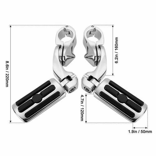 Pedales de 1-1/4" clavijas de pie para motocicleta de carretera abrazaderas de barra de choque para Harley Davidson - Imagen 3 de 17