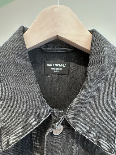NWT Balenciaga Dissolved Smiley Grey Denim Distressed Oversized Jacket Size XS - Picture 4 of 9