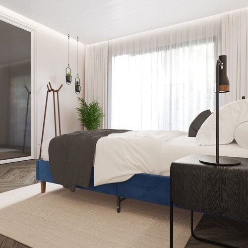 Velvet Blue Bed Frame – Double - Picture 3 of 12
