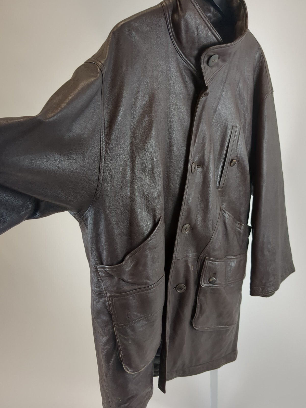 TSUMORI CHISATO x ISSEY MIYAKE Vintage Mens Brown Leather Jacket Sz 9(Japan)