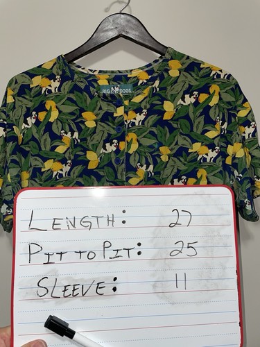 Vintage Big Dogs Men’s Large XL All Over Print Hawaiian T-shirt 3 Button - Picture 6 of 6