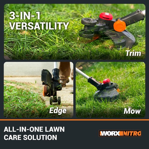 Worx Nitro 20V 13" Cordless String Trimmer with Brushless Motor, 3-in-1 Grass Tr - Picture 8 of 9