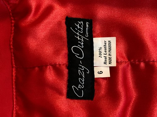 Falda de cuero CRAZY OUTFITS talla 34 ROJO hasta el tobillo cremallera forrada - Imagen 10 de 10