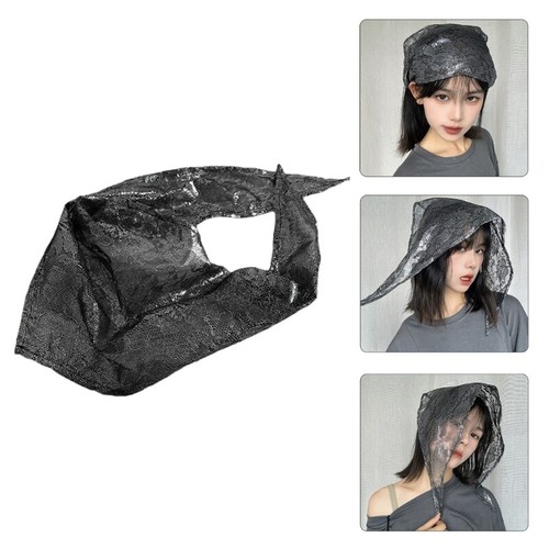 Fashion Headscarf Solid Color Lace Triangular Scarves Evening Party Headscarf - Picture 2 of 8