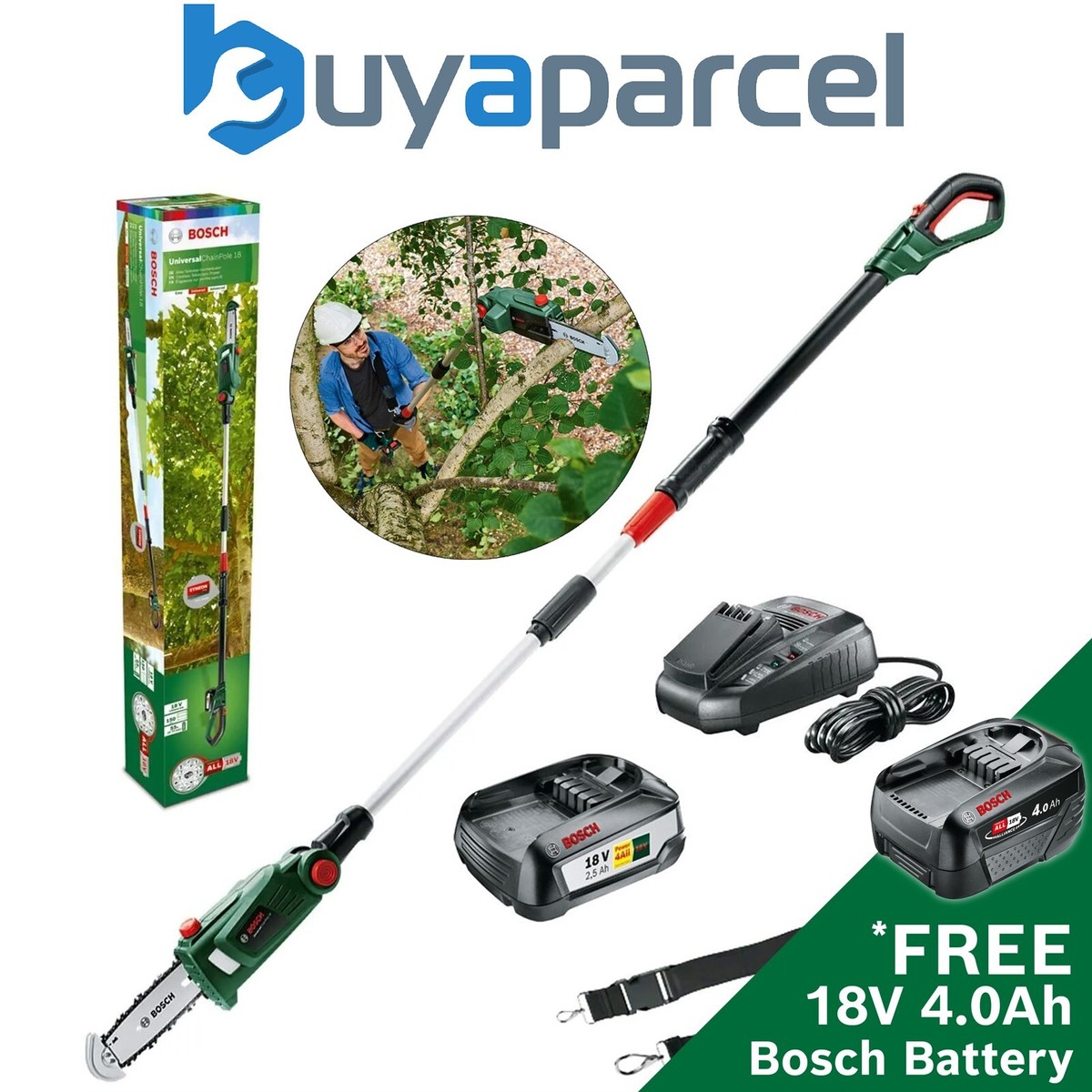 Bosch 18v Universal Chain Pole Saw 18 Long Reach Telescopic Chainsaw Pruner Bat 3165140888134 eBay