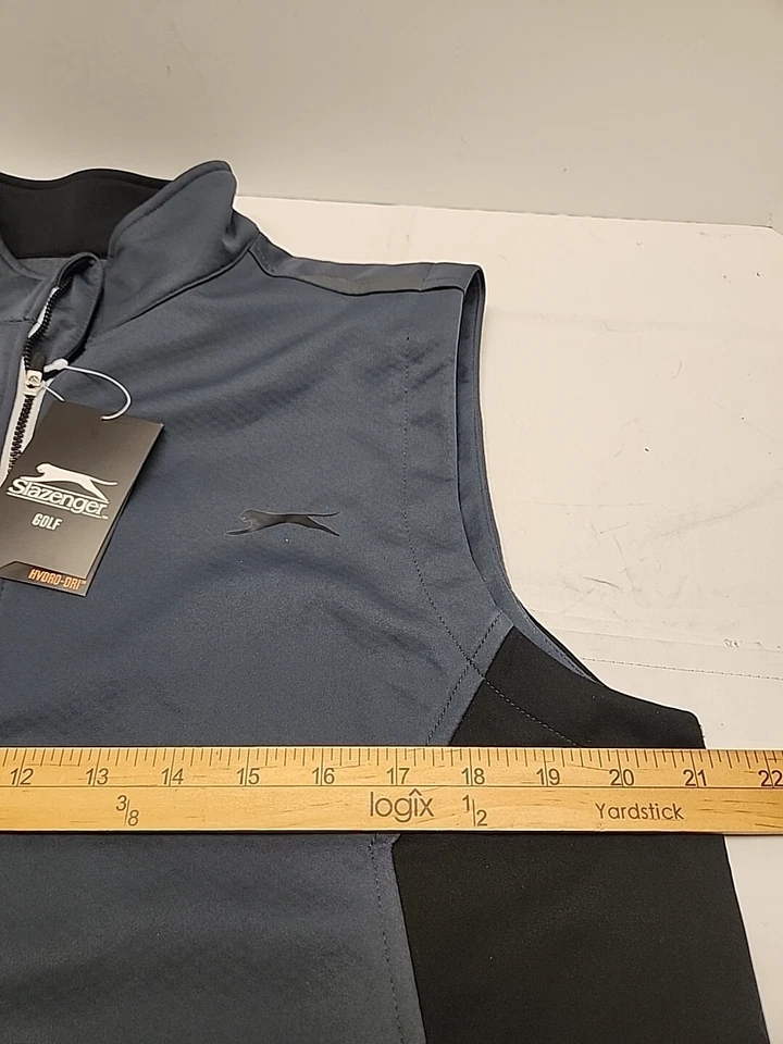 Slazenger Golf Mens Vest M Grey Ombre Blue Softshell Full Zip Drawing Waist NWT - Image 4 of 4