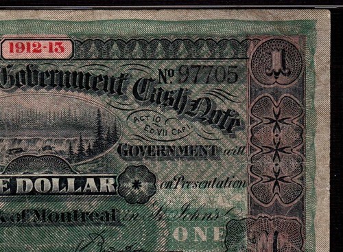 Newfoundland 1 Dollar 1912-13 P-A11 * PMG F 15 * Rare * - Picture 3 of 8