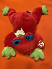 Ty Ribbit Pillow Pal 1998 Red and Green Frog 15'' Plush Stuffed Animal Toad NWT