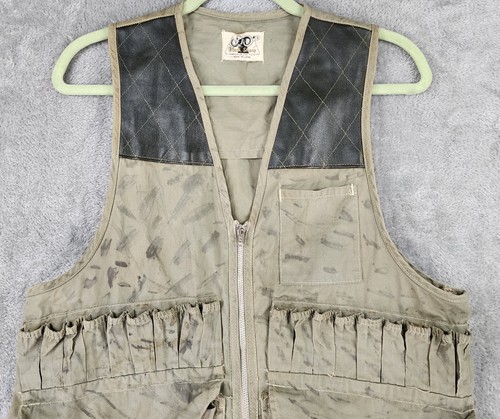 Black Sheep Vest Mens Small Green Distressed Hunting Cargo Full Zip Vintage - Picture 7 of 10