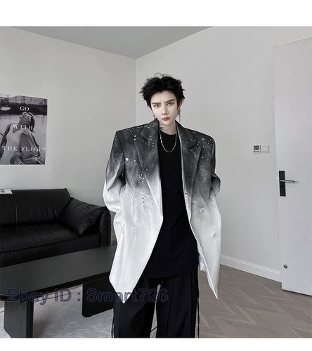 Autumn Suit Men's Korean Style High-end Street Shoulder Pad Coats Casual Jacket - Picture 10 of 26