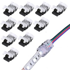 10 Pack 4 Pin LED Connector for RGB Waterproof Strip Light Strip to Wire 10mm