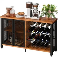 VEVOR Wine Bar Cabinet with Removable Wine Rack, Wine Table for Liquor with Glas