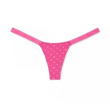 NWT VICTORIA'S SECRET PINK MICRO THONG MEDIUM PINK DOT DOG  