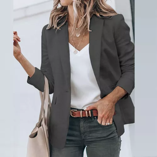 Ladies Casual Long Sleeve Cardigan Jacket Womens OL Open Front Blazer Suit S-5XL - Picture 56 of 69