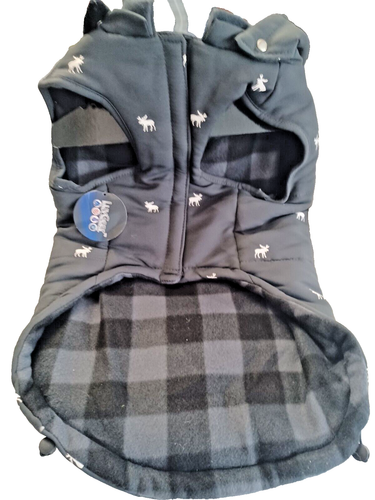 LuvGear COLD ALERT DOG PufferCoat Jacket Moose Gray Buffalo Plaid FleeceLined XL - Picture 4 of 5