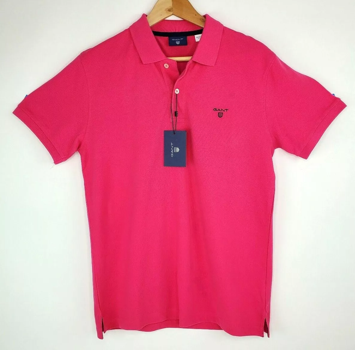 Gant Solid Pique Rugger Mens Polo Shirt - Rapture Rose Medium - NWT eBay