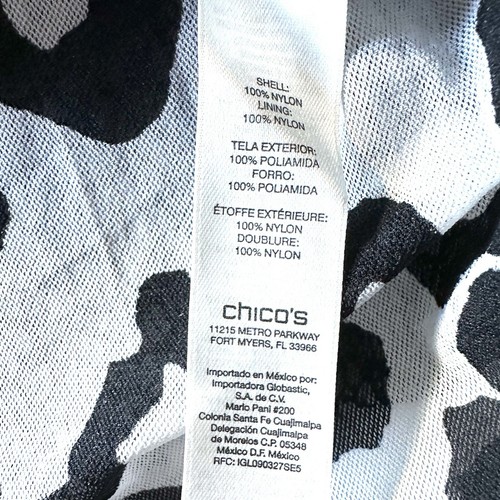 Chico’s Blouse 3 XL Cheetah Chaser Lace Overlay Top Scoop Neck Black White - Picture 6 of 10