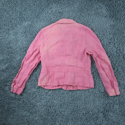 Lands' End Jacket Womens 12 Pink Linen Weathered Faded Long Sleeve - Picture 9 of 11