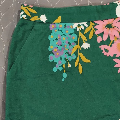 Anthropologie Odille Green Floral Skirt Womens 4 Cotton Spandex - Picture 4 of 12