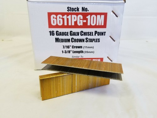 Spotnails 6611PG 16 Gauge 1-3/8" Leg x 7/16" Medium Crown Staples 10,000 Count - Picture 2 of 5
