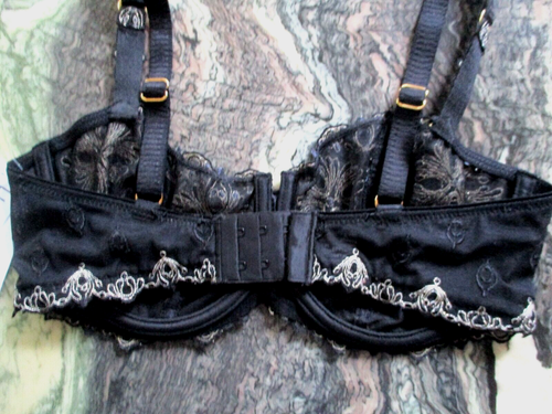 CHANTELLE CHAMPS ELYSEES LACE DEMI BRA UNLINED 32DD BLACK NEW $105.00 - Picture 10 of 12