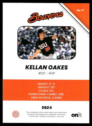 2024 ONIT ATHLETE Oregon State Beavers Baseball Pick a Card (Base + Inserts!) - Picture 25 of 71
