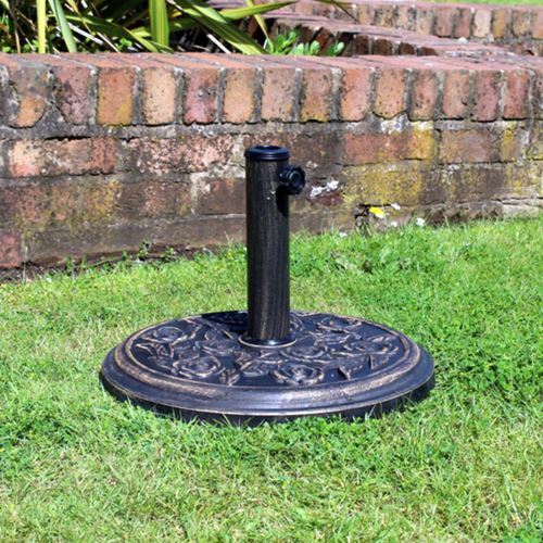 Parasol Umbrella Base Cast Iron Effect Heavy Duty Metal Garden Bronze Stand 9KG - Picture 3 of 4