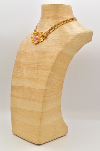 Collar Givenchy Vintage Flor Cabujón Rosa Cepillado Oro Cadena Firmado BinBN - Imagen 9 de 12