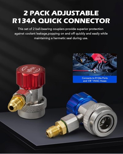 Adjustable AC Quick Coupler Connector Adapter High Low Side 1/4" SAE HVAC - Picture 2 of 8