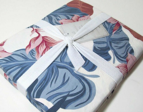 Pottery Barn Teen Blau Rosa Roxy Sonne Durchnässt Insel Blumen Duschvorhang Neu