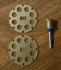 2 NEW DREMEL EZ544 1-1/2" CARBIDE CUTTING WHEEL AND 1 EZ LOCK EZ402 MANDREL 