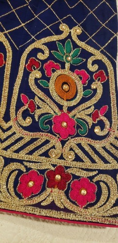 Indian / Pakistani Girl's Blue Embroidered Chiffon Suit with Lehenga - Photo 5/11