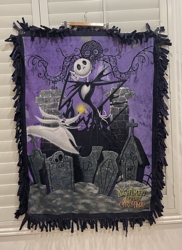 Nightmare Before Christmas handgebunden Fleece Überwurf Decke Fransen RAR - Bild 1 von 4
