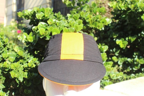 CYCLING CAP COLOR BLACK  WITH ORANGE  STRAP MADE IN USA   S M L - Picture 6 of 8