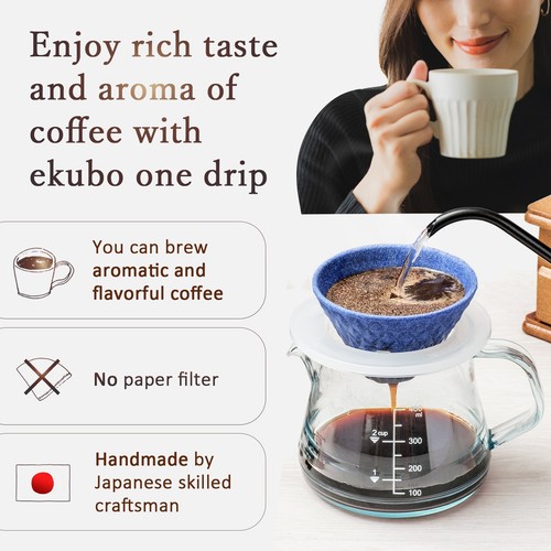 Ceramic Coffee Filter Pour Over Dripper Paperless ekubo one drip 1-2 Cup Brown - Picture 2 of 7